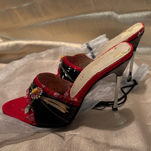 Sexy Colin Stuart Red Floral high heeled mules - Picture 5 of 9